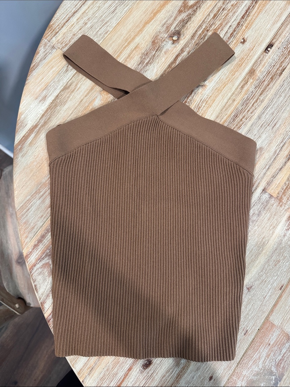 Babaton Brown Ribbed Cross-Strap Tank Top size small nwot
